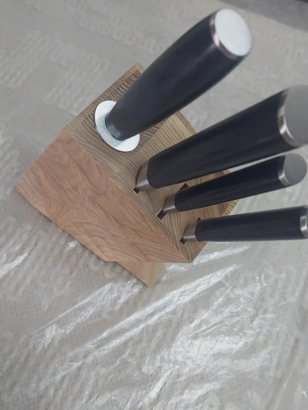 NEW! Quince Essentials Japanese Damascus Steel Knife & Block Set! (Z67)